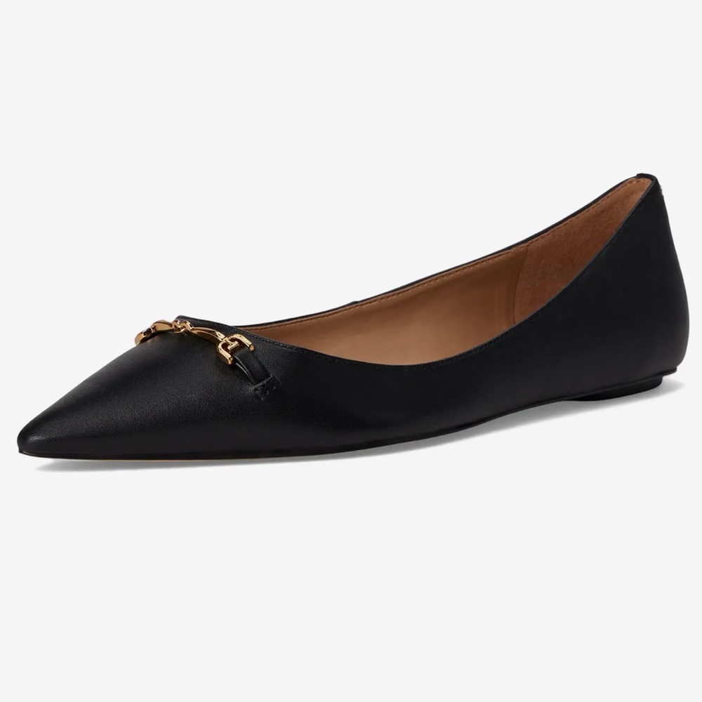 Sam Edelman Nori Pointed Black Leather Flats
